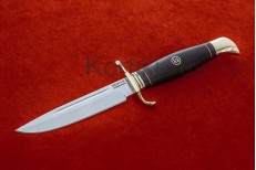 Нож финка НКВД (95Х18, литье из латуни, черный граб)